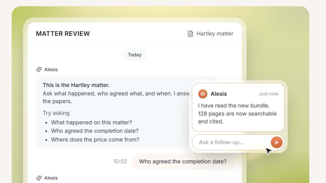 Alesis AI assistant now available for law firms